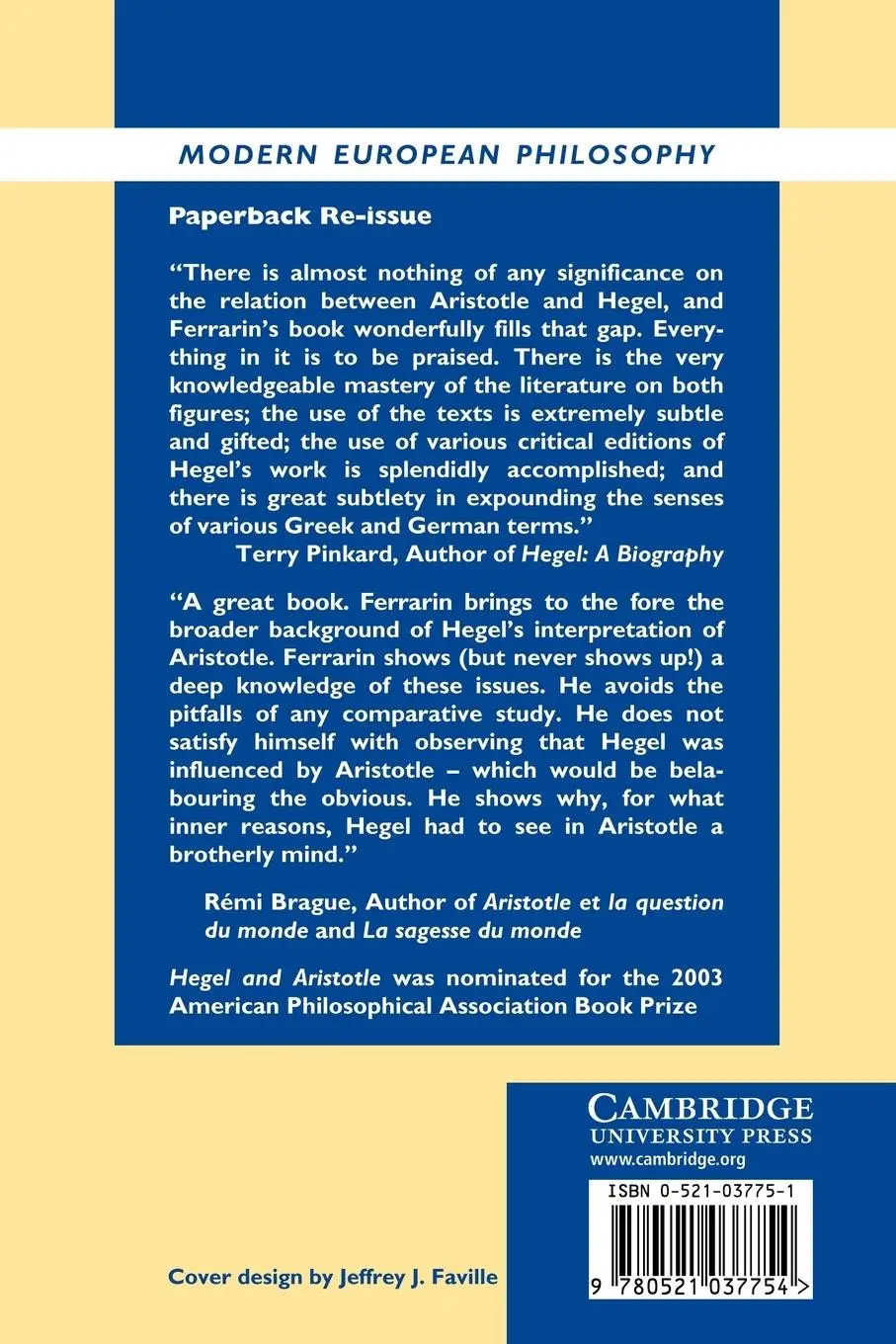 Rückseite: 9780521037754 | Hegel and Aristotle | Alfredo Ferrarin | Taschenbuch | Englisch | 2007