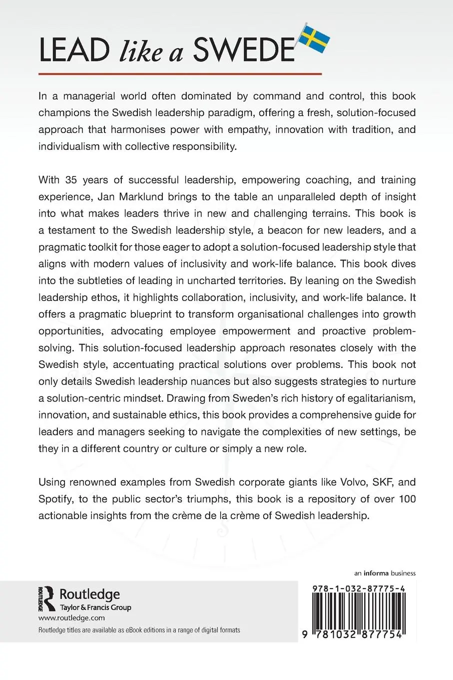 Rückseite: 9781032877754 | Lead Like a Swede | Jan Marklund | Taschenbuch | Englisch | 2024