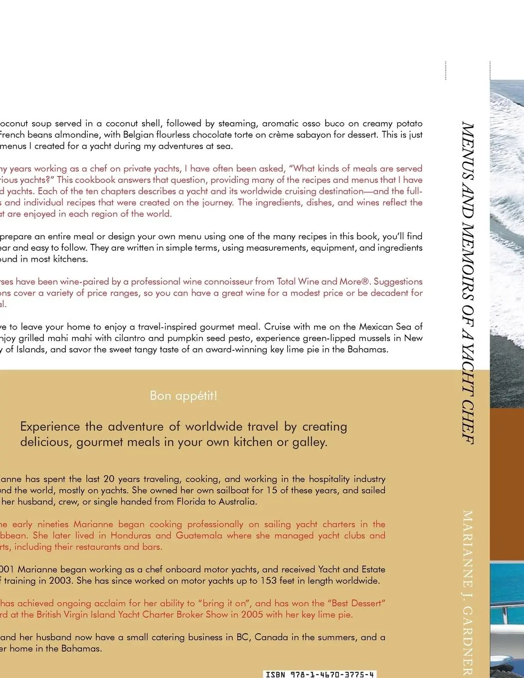 Rückseite: 9781467037754 | Menus and Memoirs of a Yacht Chef | Marianne J. Gardner | Taschenbuch