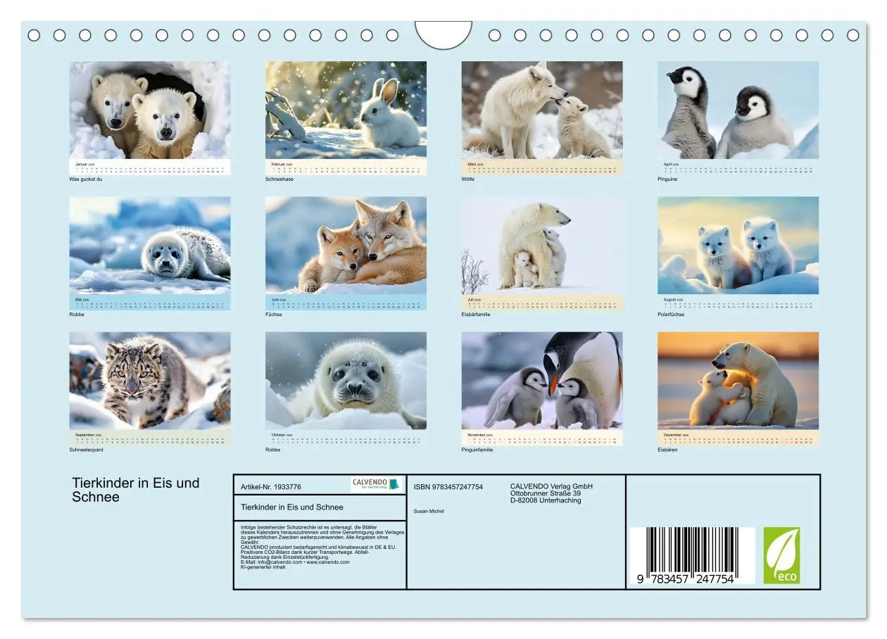 Bild: 9783457247754 | Tierkinder in Eis und Schnee (Wandkalender 2026 DIN A4 quer),...