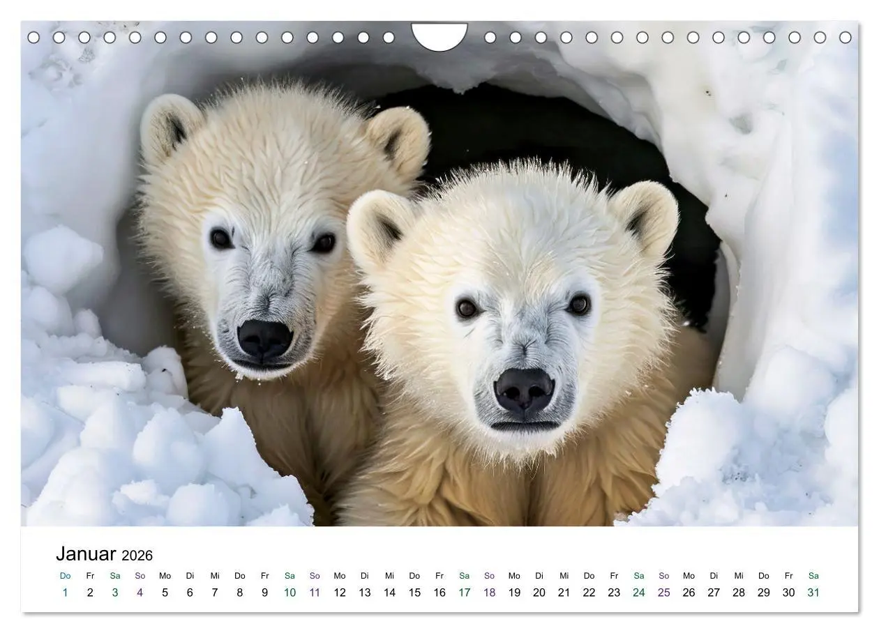Bild: 9783457247754 | Tierkinder in Eis und Schnee (Wandkalender 2026 DIN A4 quer),...