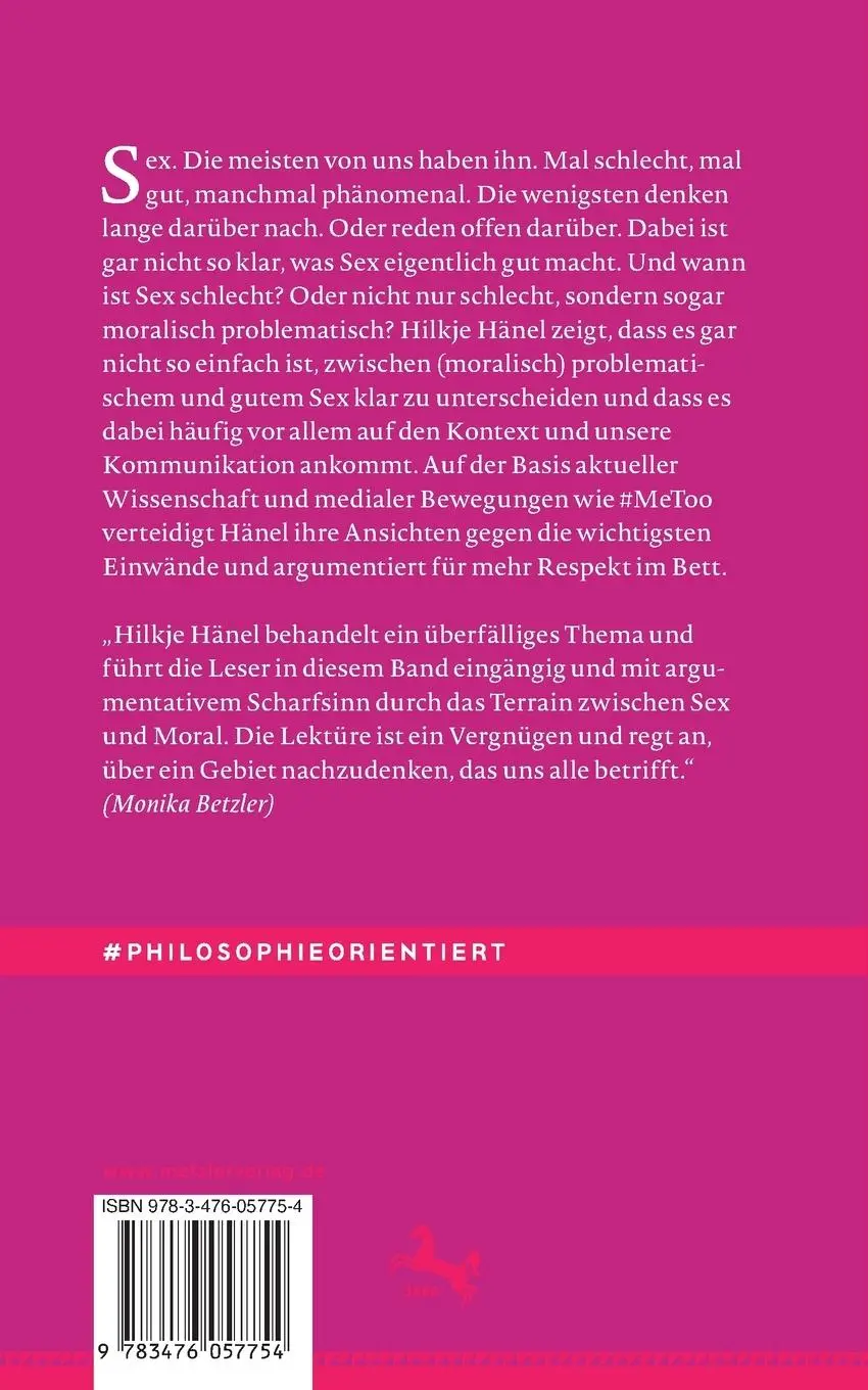 Rückseite: 9783476057754 | Sex und Moral - passt das zusammen? | Hilkje Charlotte Hänel | Buch