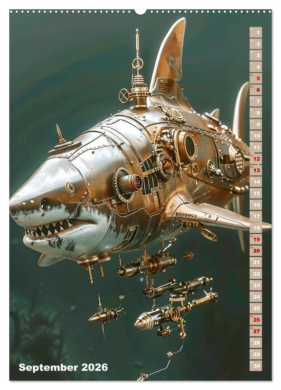Bild: 9783516267754 | Steampunk Fauna (Wandkalender 2026 DIN A2 hoch), CALVENDO...