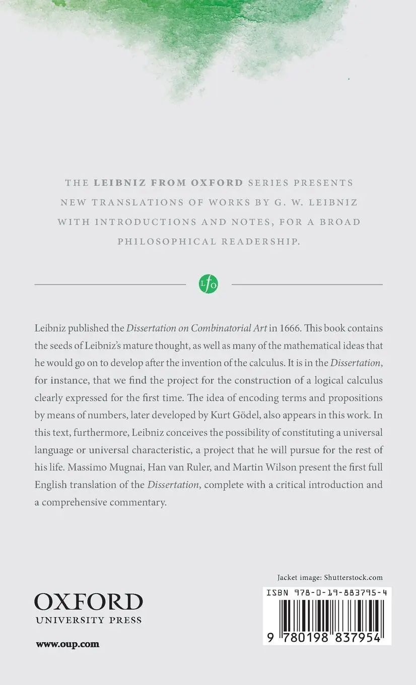 Rückseite: 9780198837954 | Leibniz | Dissert on Combinat Art Lfo C | Mugnai Et Al | Buch | 2020