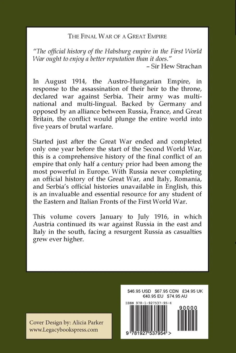 Rückseite: 9781927537954 | Austria-Hungary's Last War, 1914-1918 Vol 4 (1916) | Taschenbuch