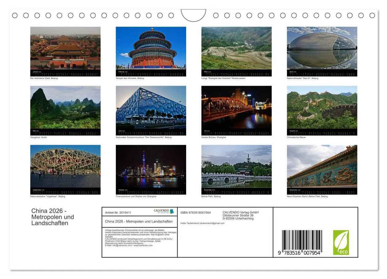 Bild: 9783516007954 | China 2026 - Metropolen und Landschaften (Wandkalender 2026 DIN A4...