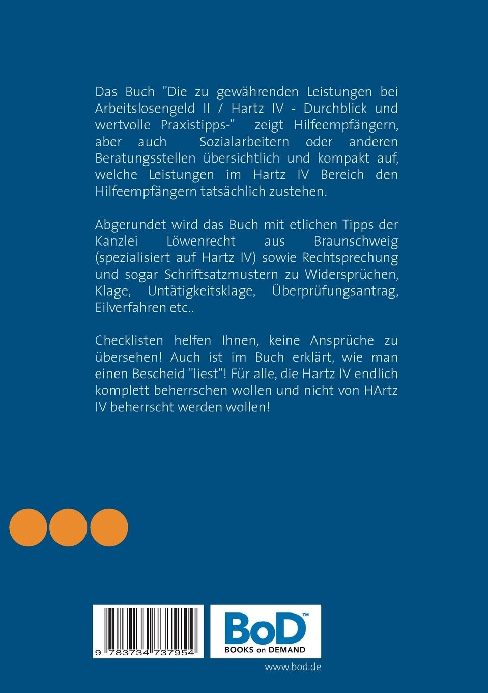 Rückseite: 9783734737954 | Die zu gewährenden Leistungen bei Arbeitslosengeld II/ Hartz IV | Buch