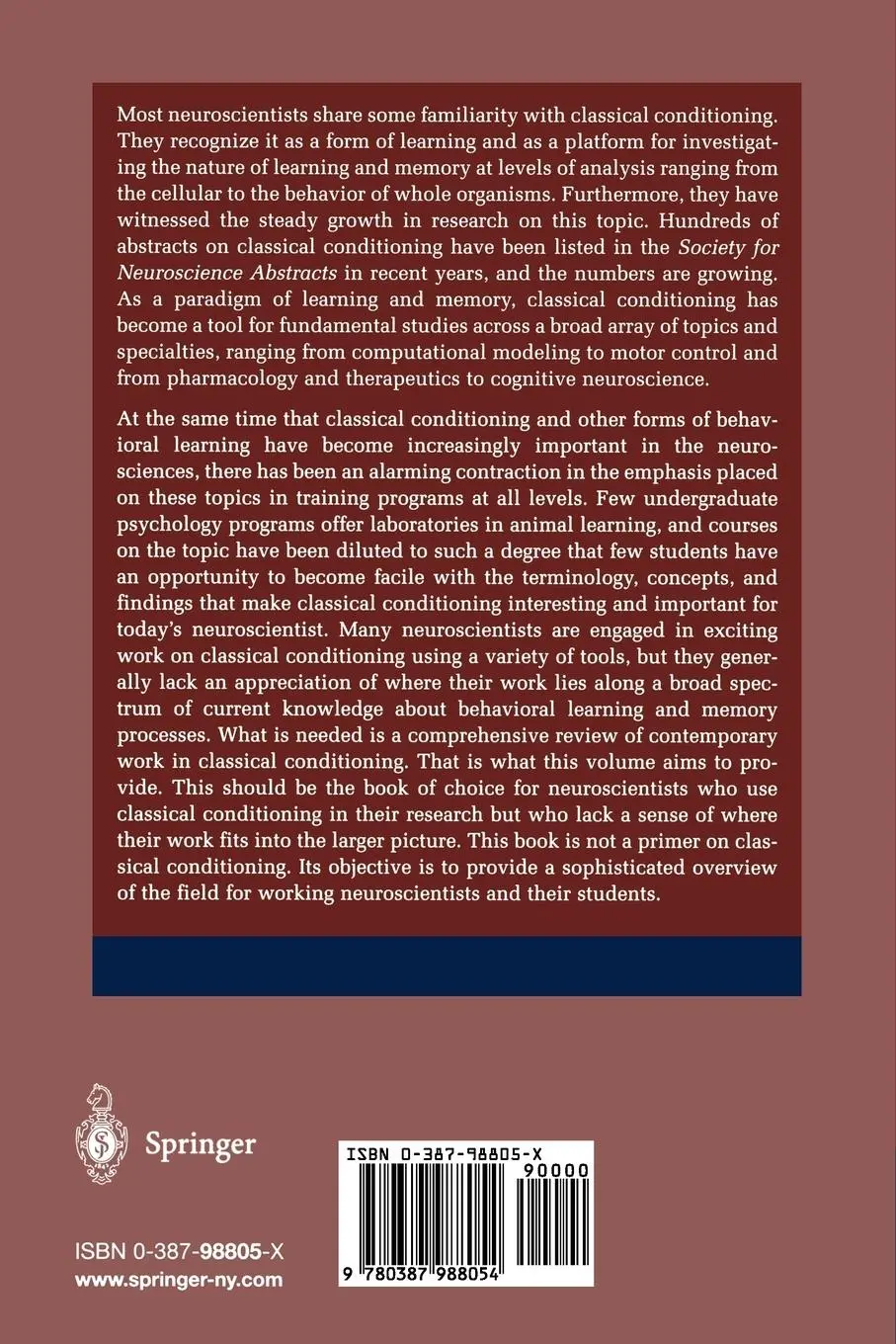 Rückseite: 9780387988054 | A Neuroscientist's Guide to Classical Conditioning | John W. Moore