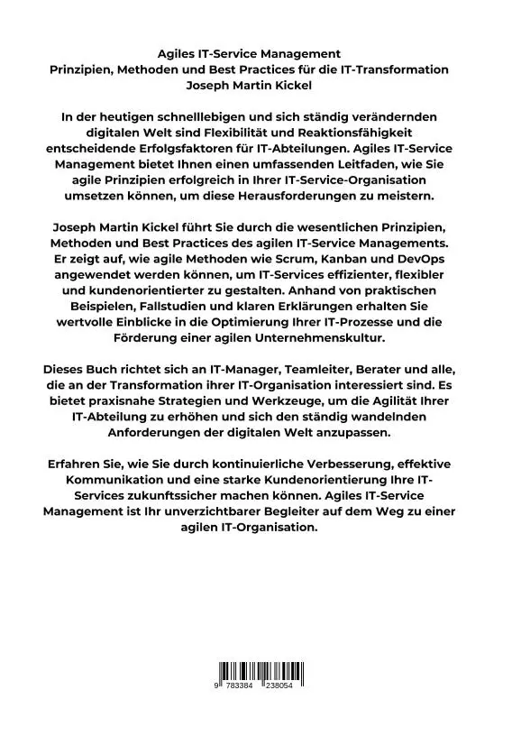 Rückseite: 9783384238054 | Agiles IT-Service Management | Joseph Martin Kickel | Buch | 296 S.
