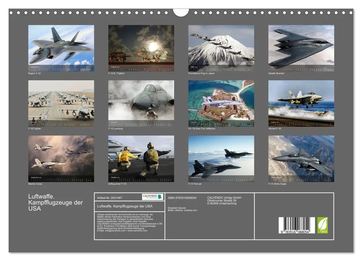 Bild: 9783516068054 | Luftwaffe. Kampfflugzeuge der USA (Wandkalender 2026 DIN A3 quer),...