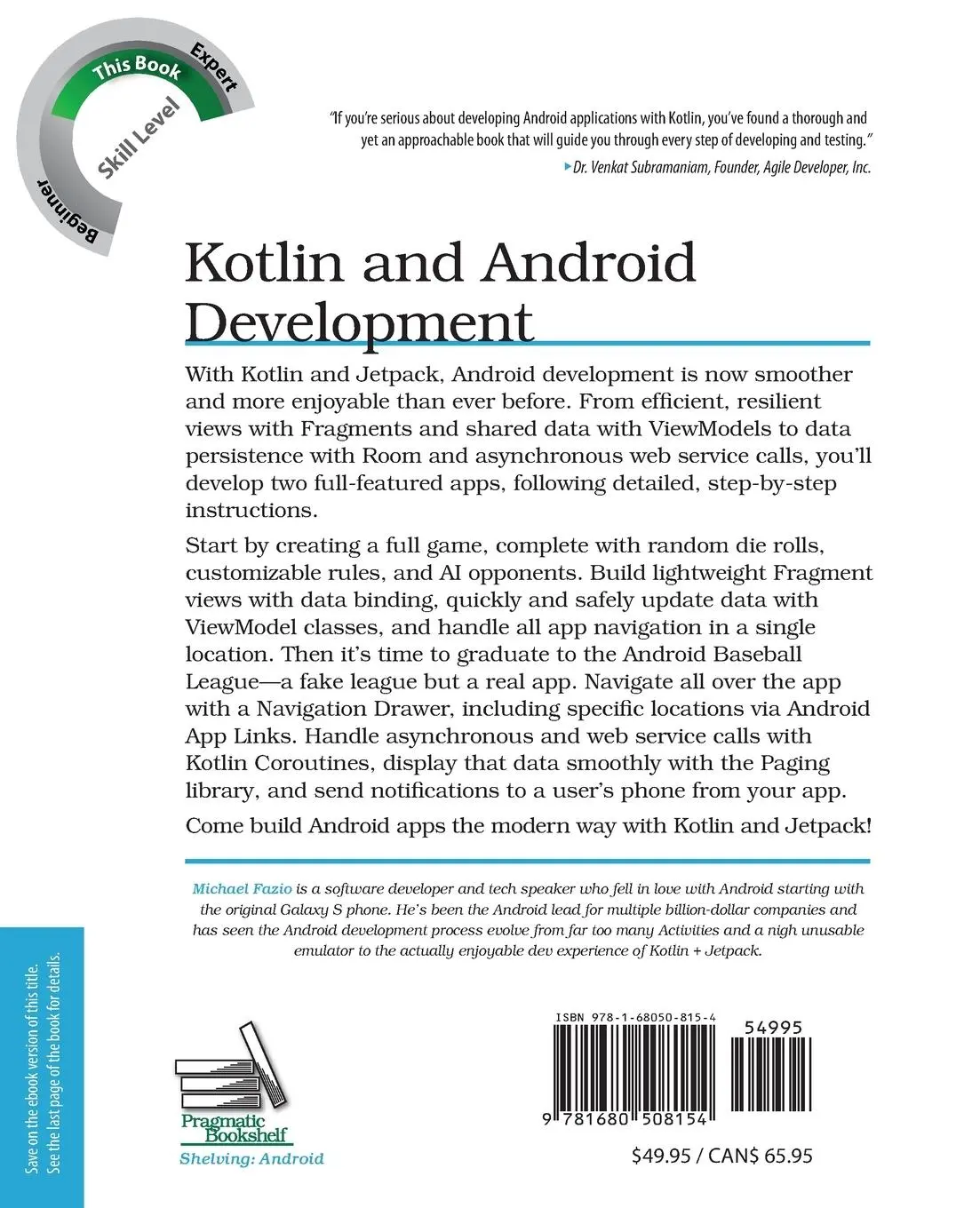 Rückseite: 9781680508154 | Kotlin and Android Develoment featuring Jetpack | Michael Fazio | Buch