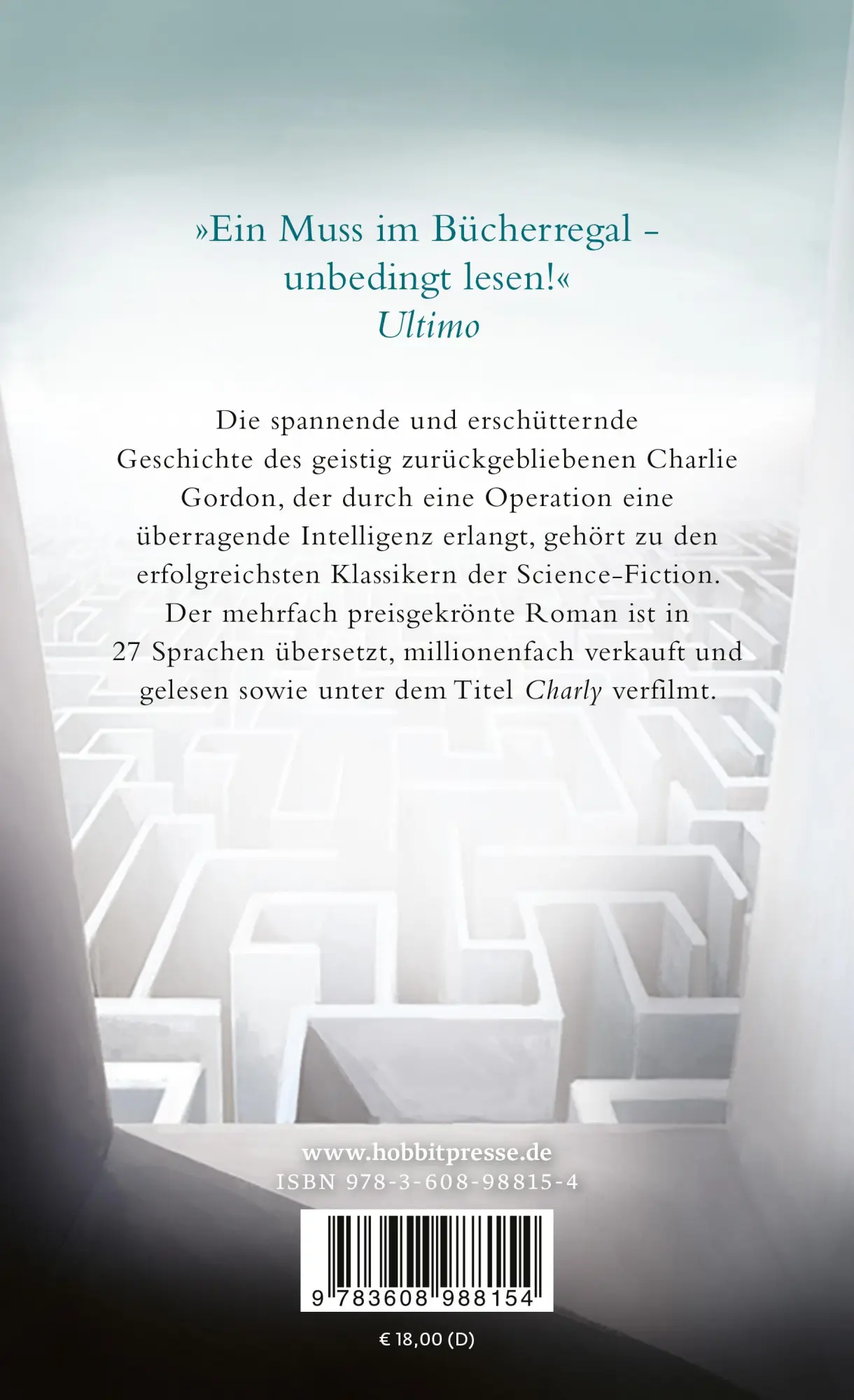 Rückseite: 9783608988154 | Blumen für Algernon | Daniel Keyes | Taschenbuch | 304 S. | Deutsch