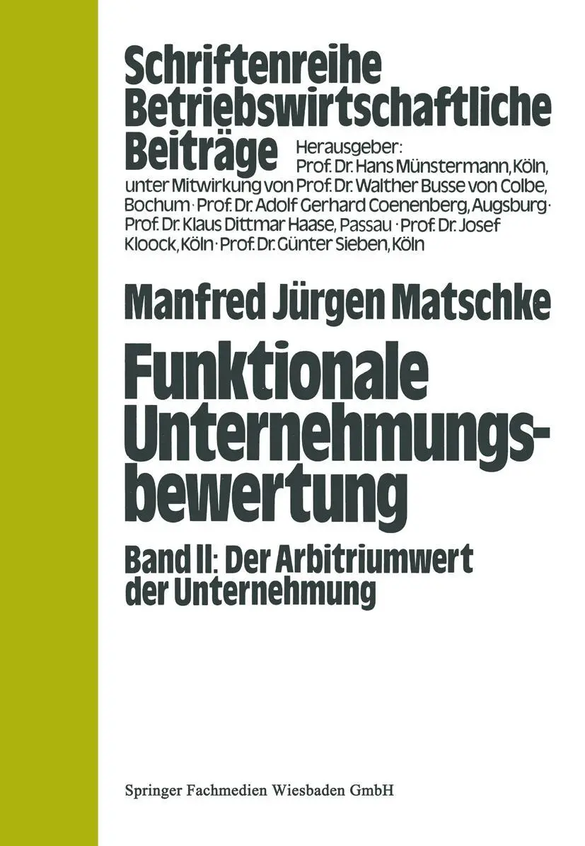 Cover: 9783663198154 | Funktionale Unternehmungsbewertung | Manfred Jürgen Matschke | Buch