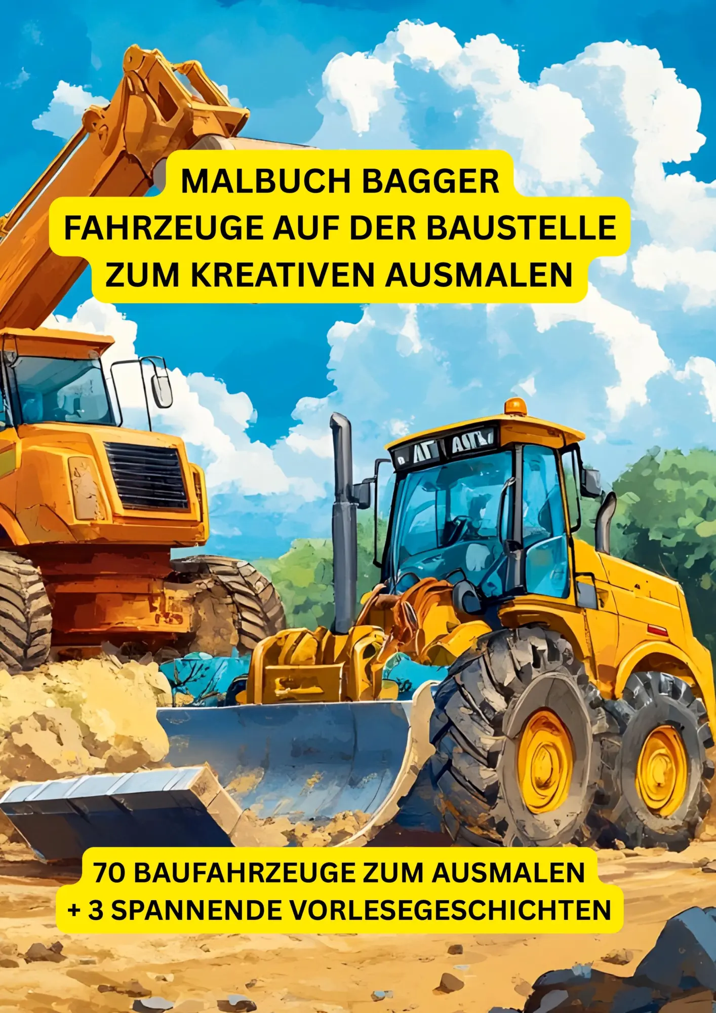 Cover: 9783695188154 | Malbuch Bagger: Fahrzeuge auf der Baustelle zum kreativen Ausmalen