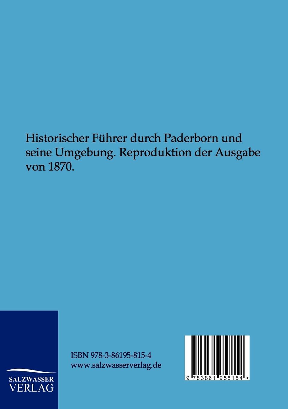 Rückseite: 9783861958154 | Führer durch Paderborn und seine Umgebung | Salzwasser Verlag | Buch