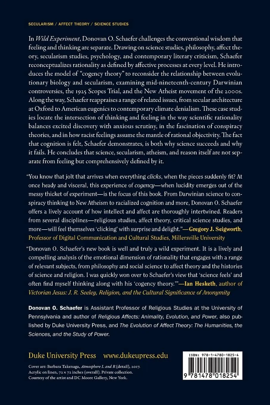 Rückseite: 9781478018254 | Wild Experiment | Feeling Science and Secularism after Darwin | Buch