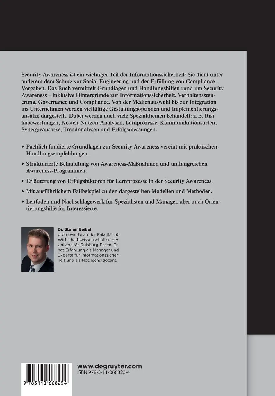 Rückseite: 9783110668254 | Security Awareness | Stefan Beißel | Taschenbuch | X | Deutsch | 2019
