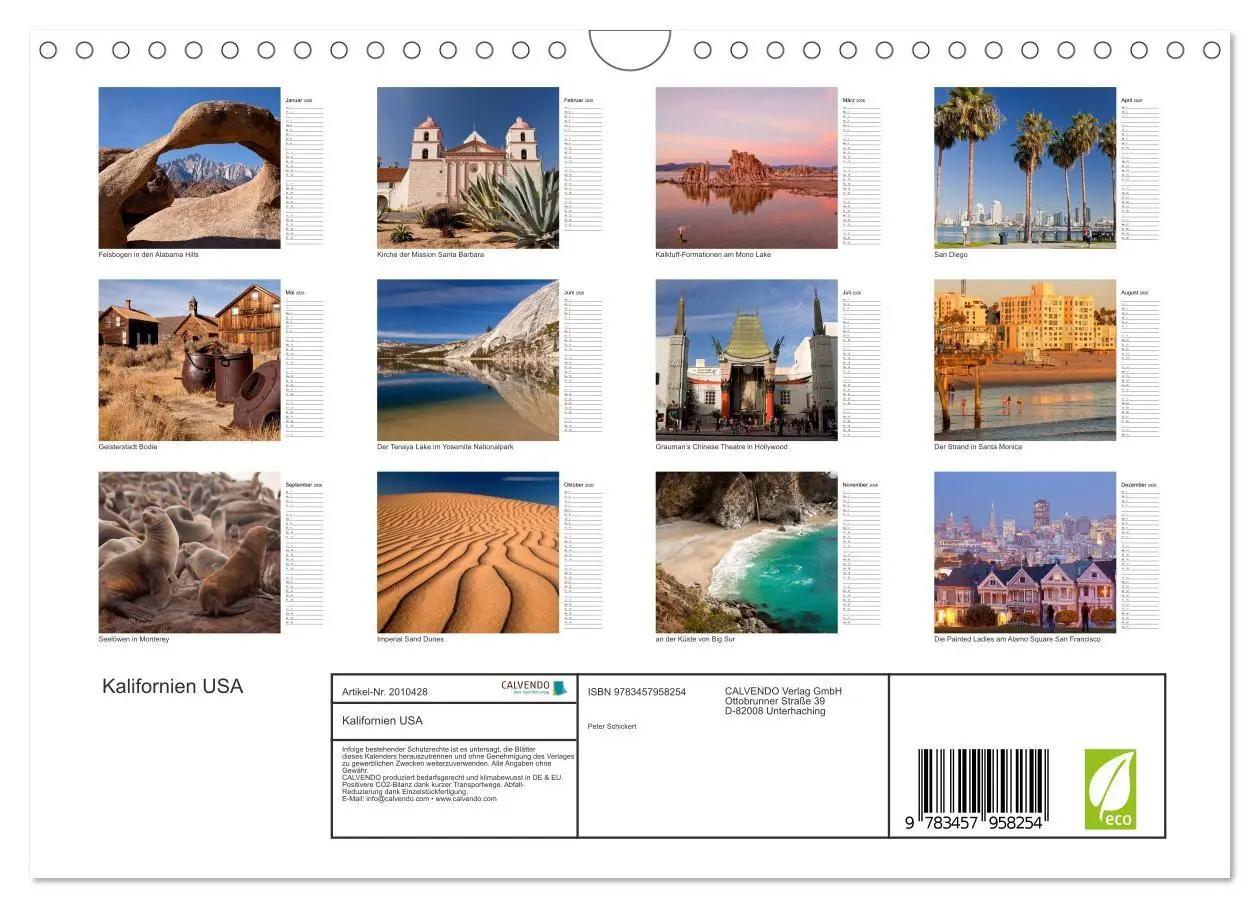 Bild: 9783457958254 | Kalifornien USA (Wandkalender 2026 DIN A4 quer), CALVENDO...