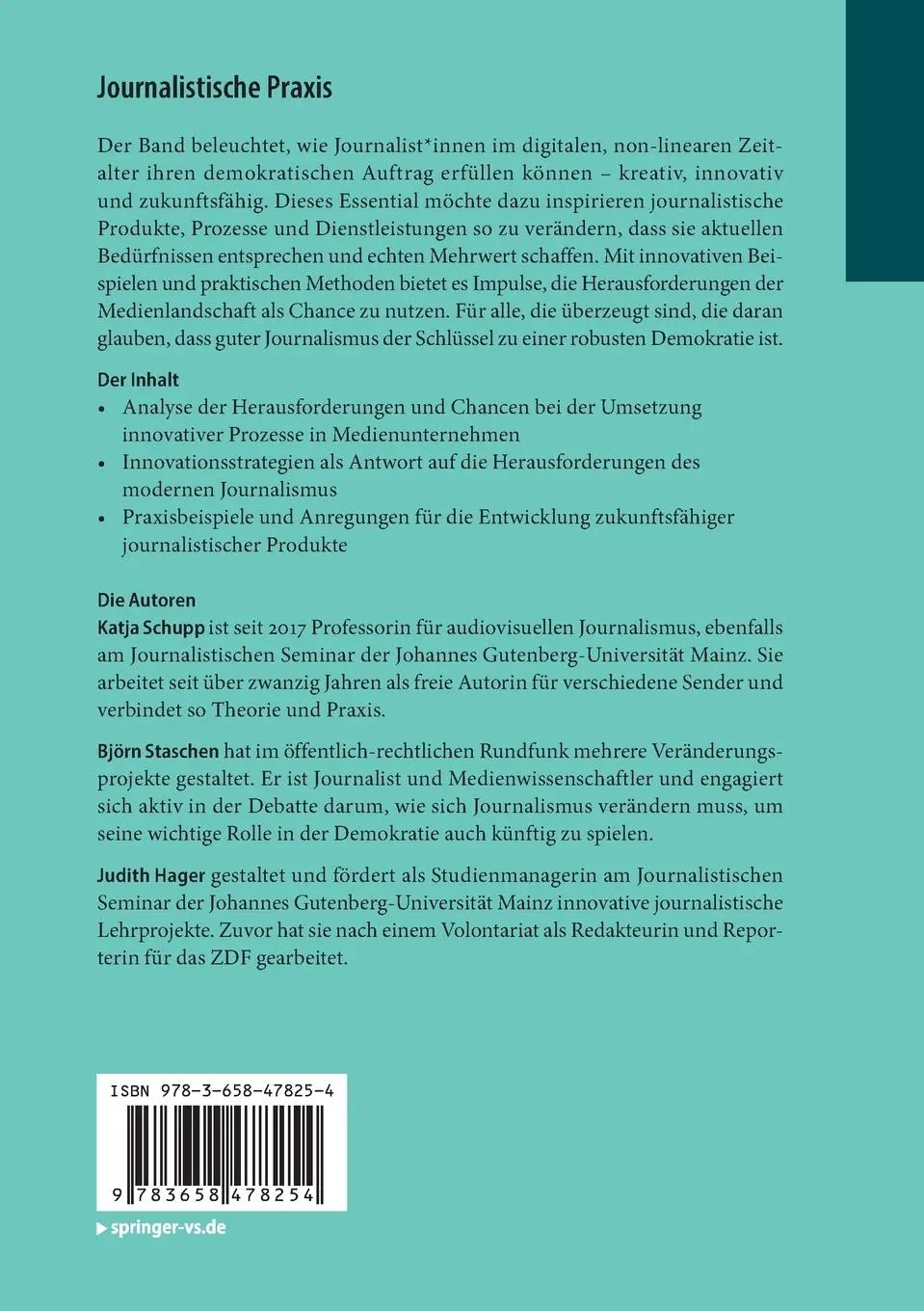 Rückseite: 9783658478254 | Journalistische Praxis: Innovationen planen und umsetzen | Taschenbuch