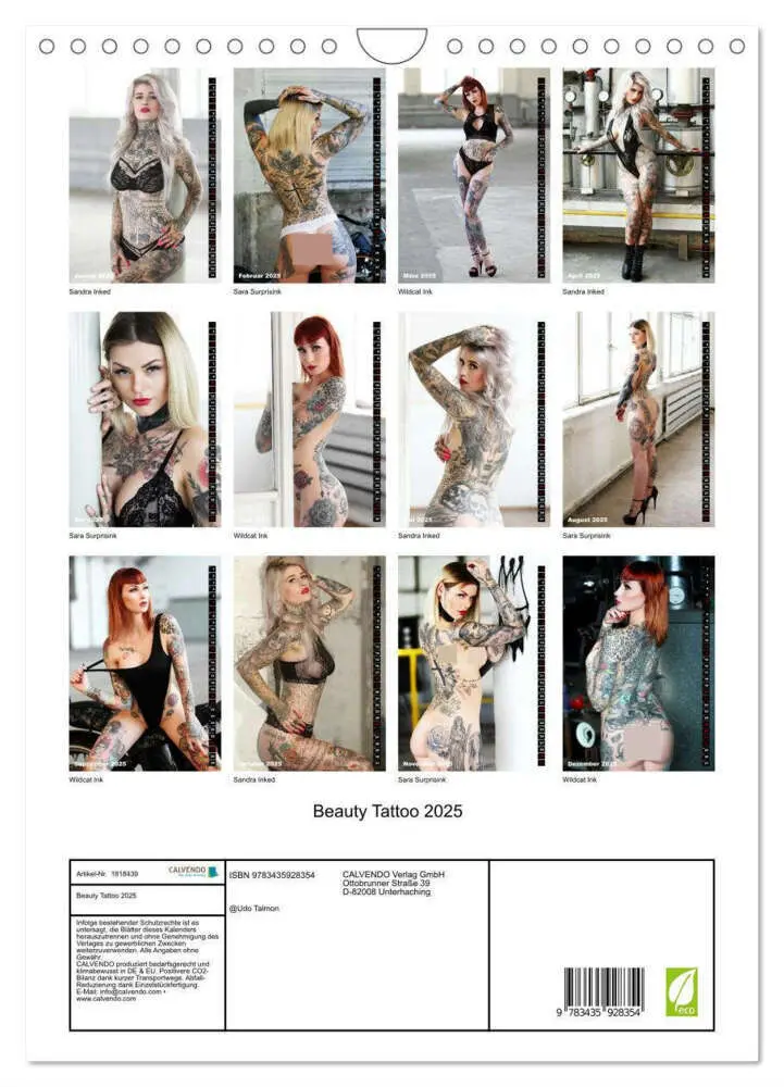 Bild: 9783435928354 | Beauty Tattoo 2025 (Wandkalender 2025 DIN A4 hoch), CALVENDO...