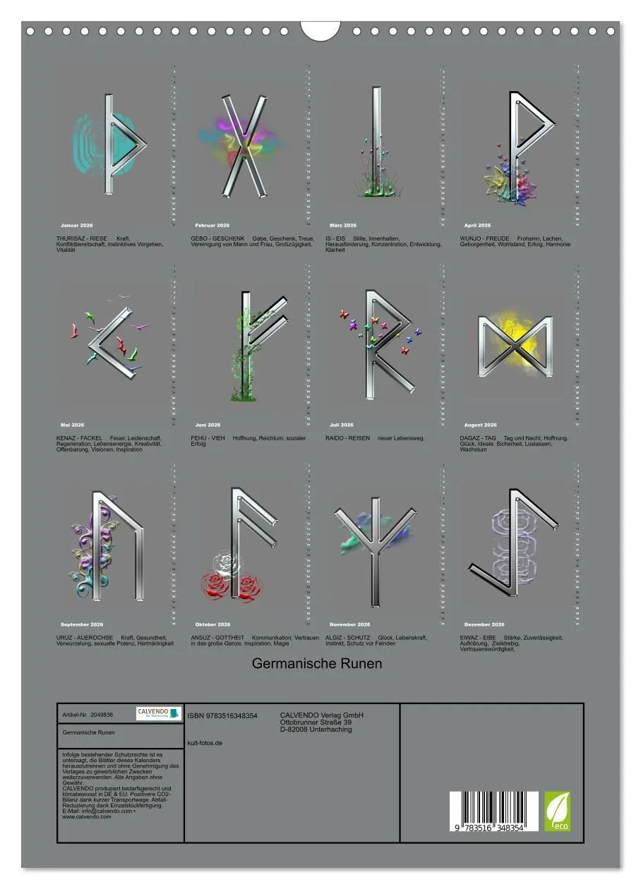 Bild: 9783516348354 | Germanische Runen (Wandkalender 2026 DIN A3 hoch), CALVENDO...
