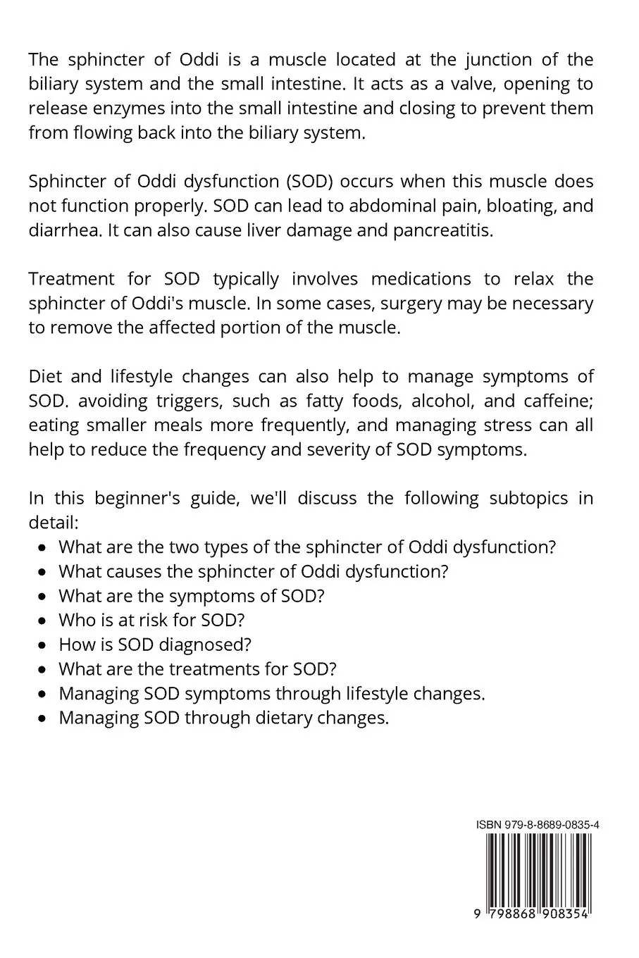Rückseite: 9798868908354 | Sphincter of Oddi Dysfunction | Patrick Marshwell | Taschenbuch | 2023