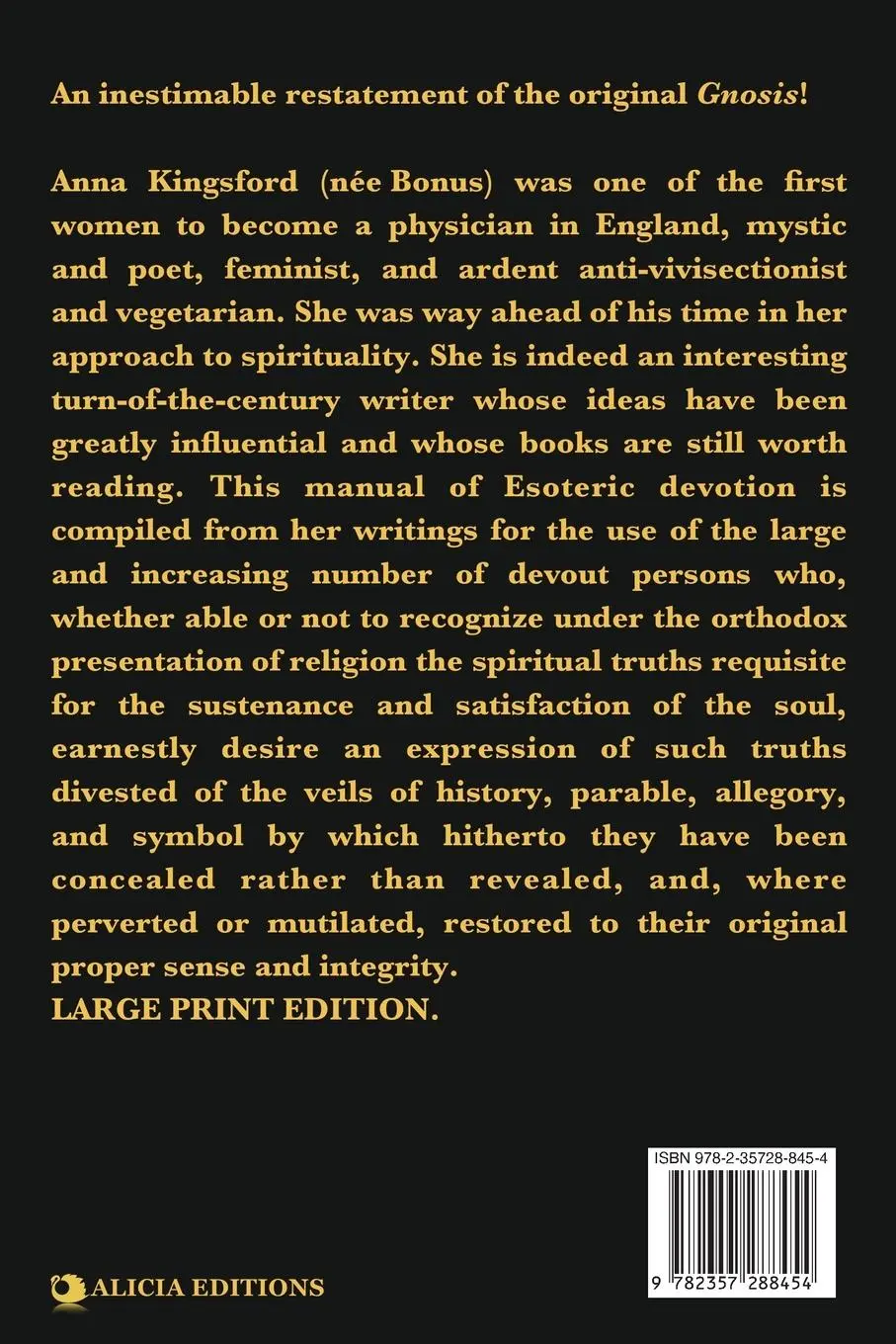 Rückseite: 9782357288454 | Intima Sacra | A manual of Esoteric Devotion | Anna Kingsford | Buch