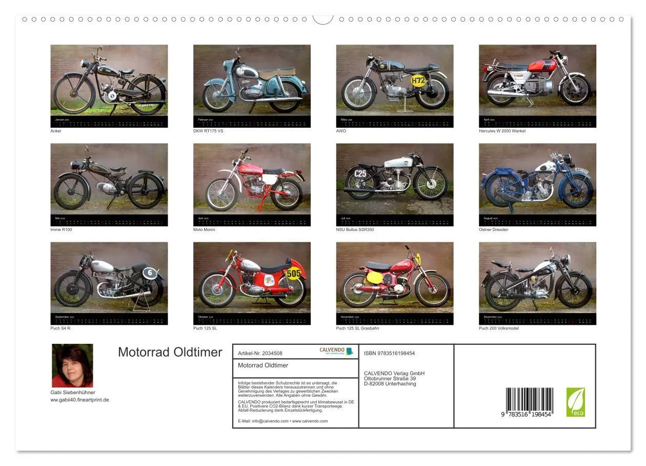 Bild: 9783516198454 | Motorrad Oldtimer (hochwertiger Premium Wandkalender 2026 DIN A2...