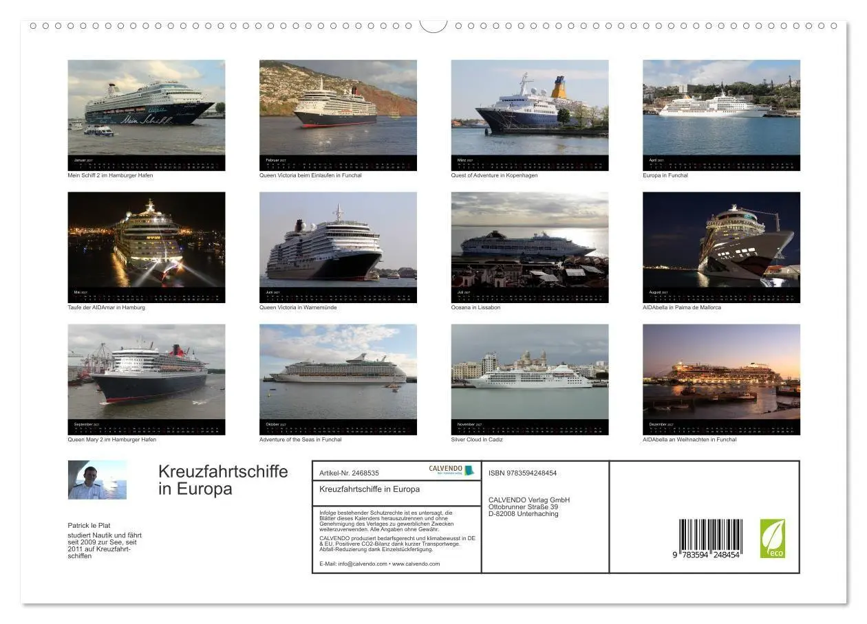 Bild: 9783594248454 | Kreuzfahrtschiffe in Europa (hochwertiger Premium Wandkalender 2027...