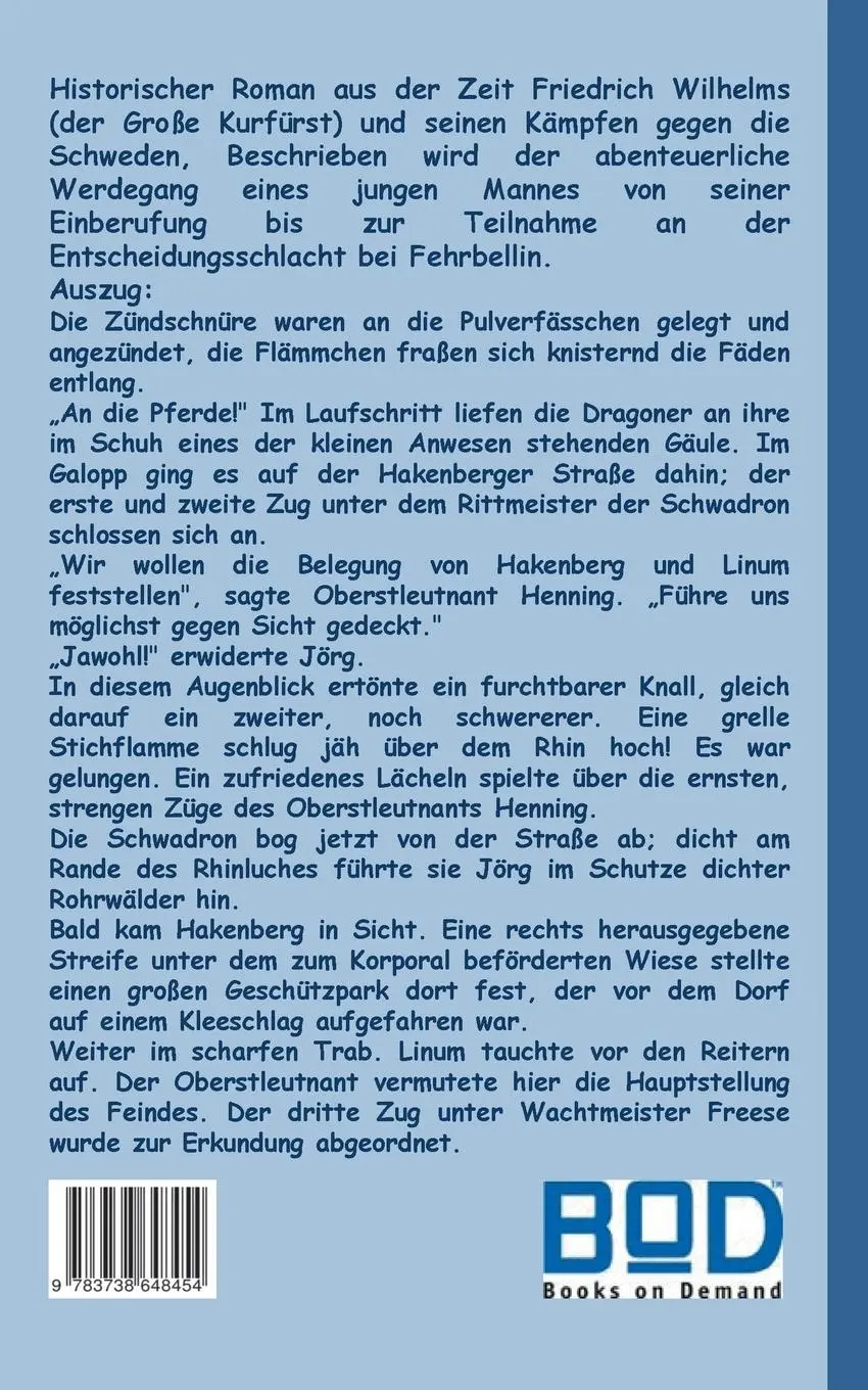 Rückseite: 9783738648454 | Die Schlacht bei Fehrbellin | Alexander Kronenheim | Taschenbuch