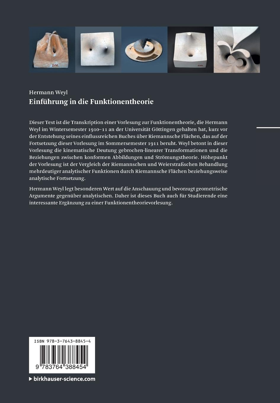 Rückseite: 9783764388454 | Einführung in die Funktionentheorie | Hermann Weyl | Taschenbuch | xii
