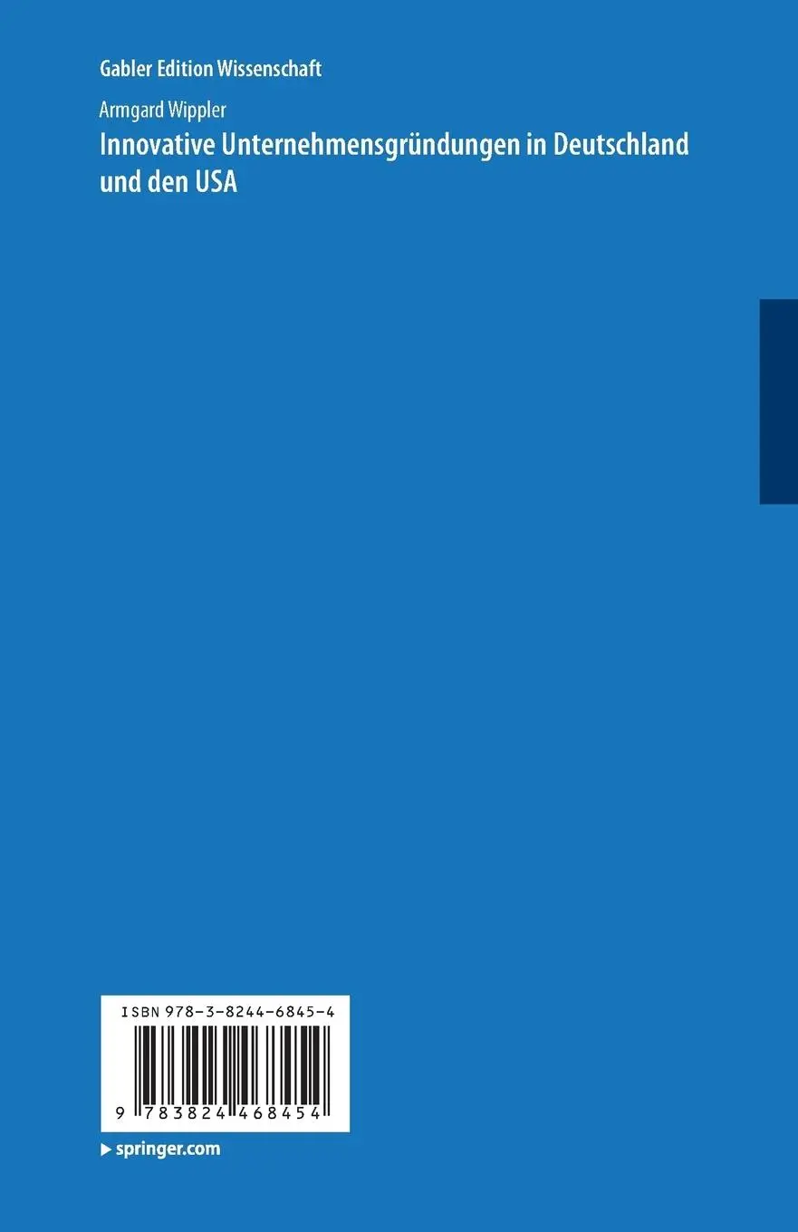 Rückseite: 9783824468454 | Innovative Unternehmensgründungen in Deutschland und den USA | Wippler