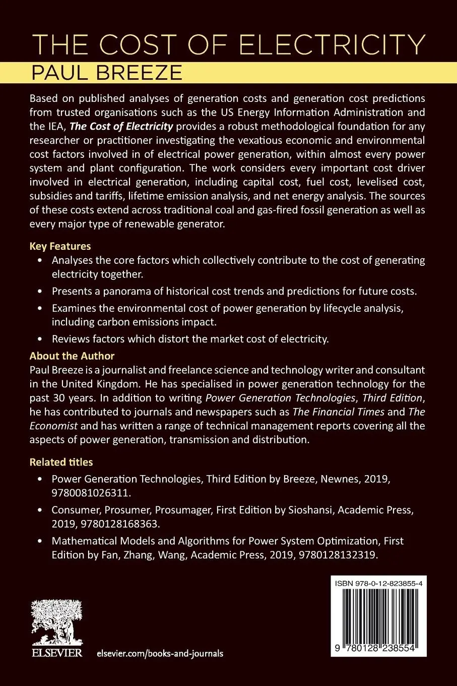 Rückseite: 9780128238554 | The Cost of Electricity | Paul Breeze | Taschenbuch | Englisch | 2021