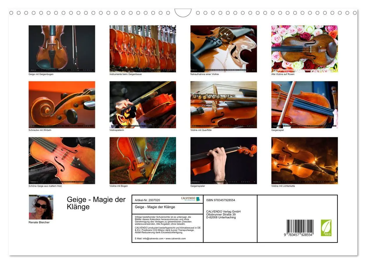 Bild: 9783457928554 | Geige - Magie der Klänge (Wandkalender 2026 DIN A3 quer), CALVENDO...