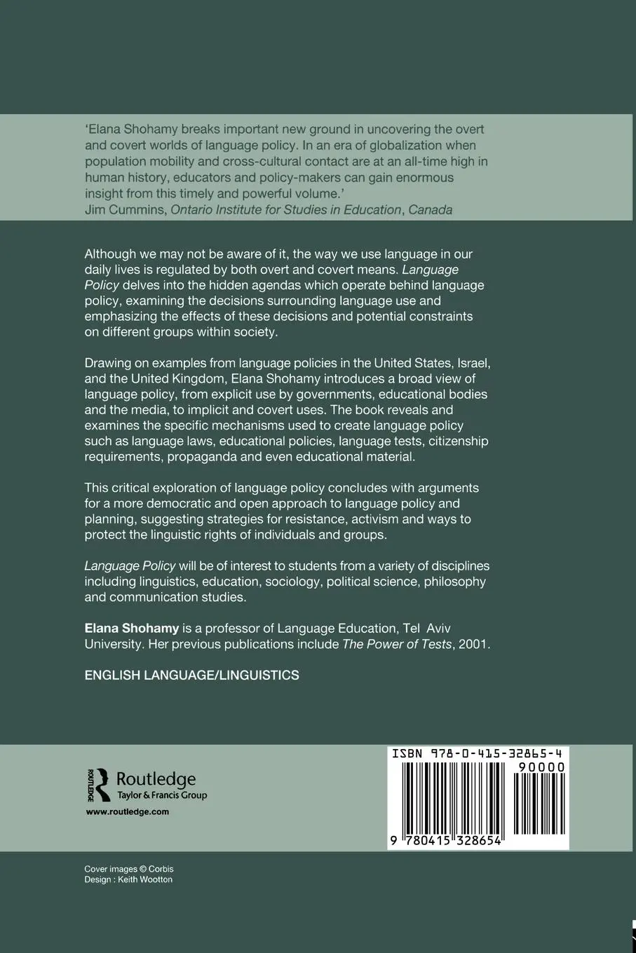 Rückseite: 9780415328654 | Language Policy | Hidden Agendas and New Approaches | Elana Shohamy