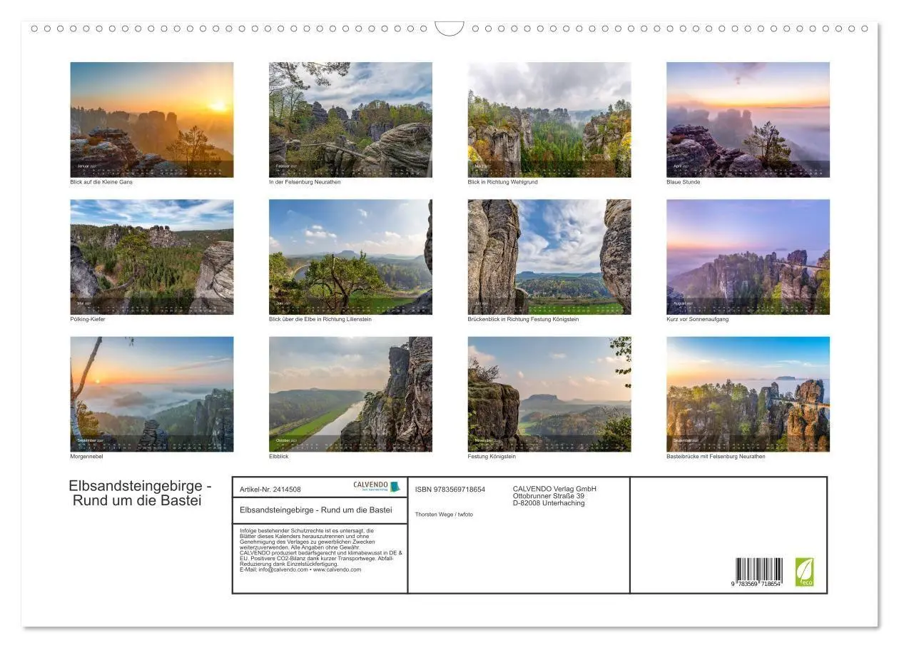 Bild: 9783569718654 | Elbsandsteingebirge - Rund um die Bastei (Wandkalender 2027 DIN A2...
