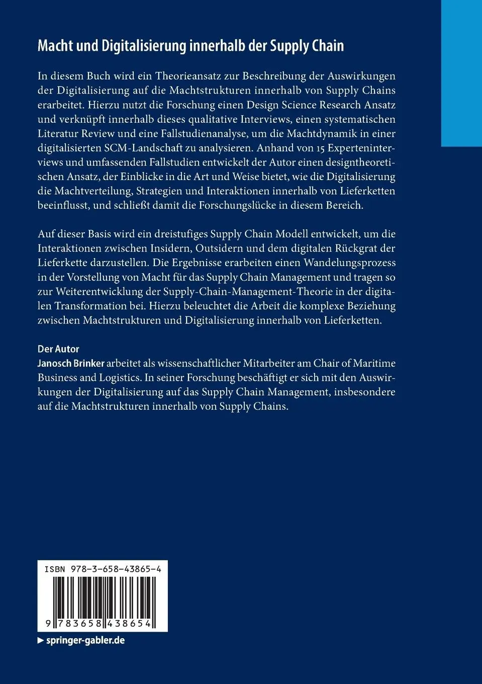 Rückseite: 9783658438654 | Macht und Digitalisierung innerhalb der Supply Chain | Janosch Brinker