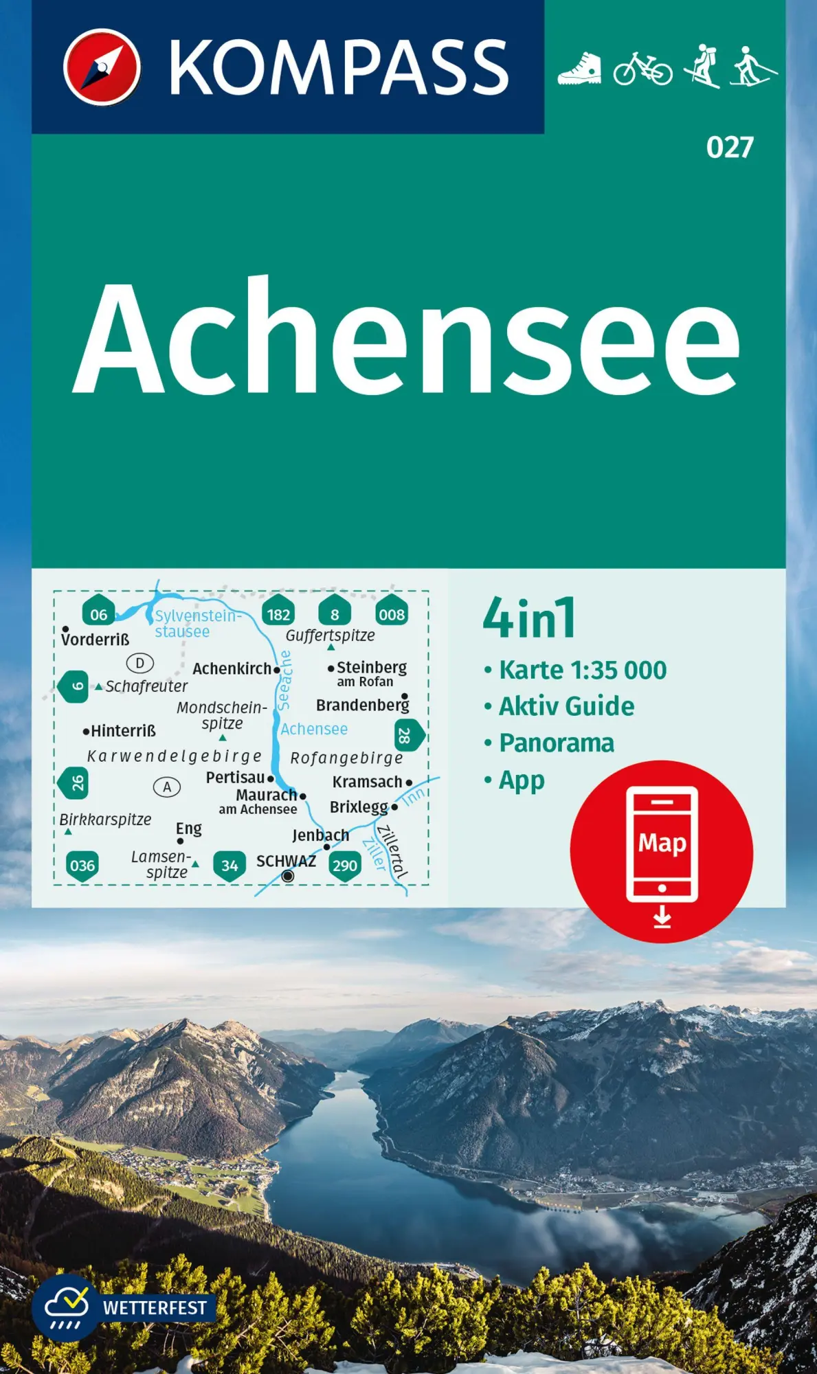 Cover: 9783991218654 | KOMPASS Wanderkarte 027 Achensee 1:35.000 | (Land-)Karte | 2 Bde/Tle