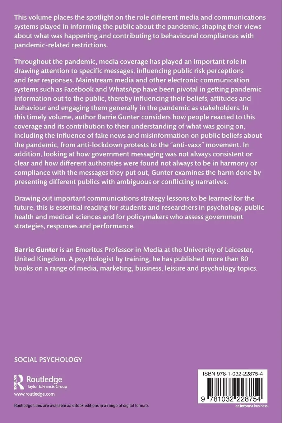 Rückseite: 9781032228754 | Psychological Insights on the Role and Impact of the Media During...