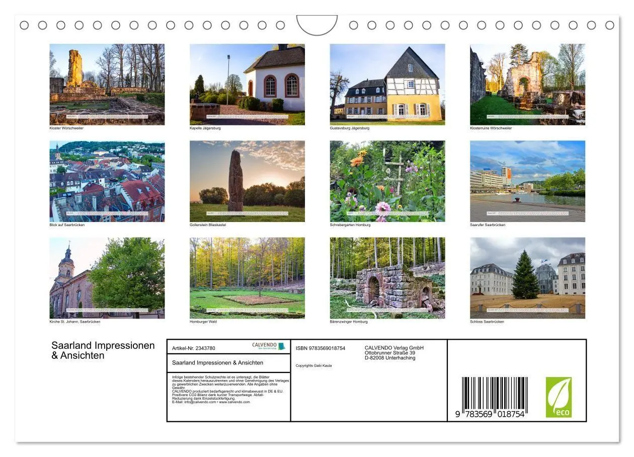 Bild: 9783569018754 | Saarland Impressionen &amp; Ansichten (Wandkalender 2027 DIN A4 quer),...