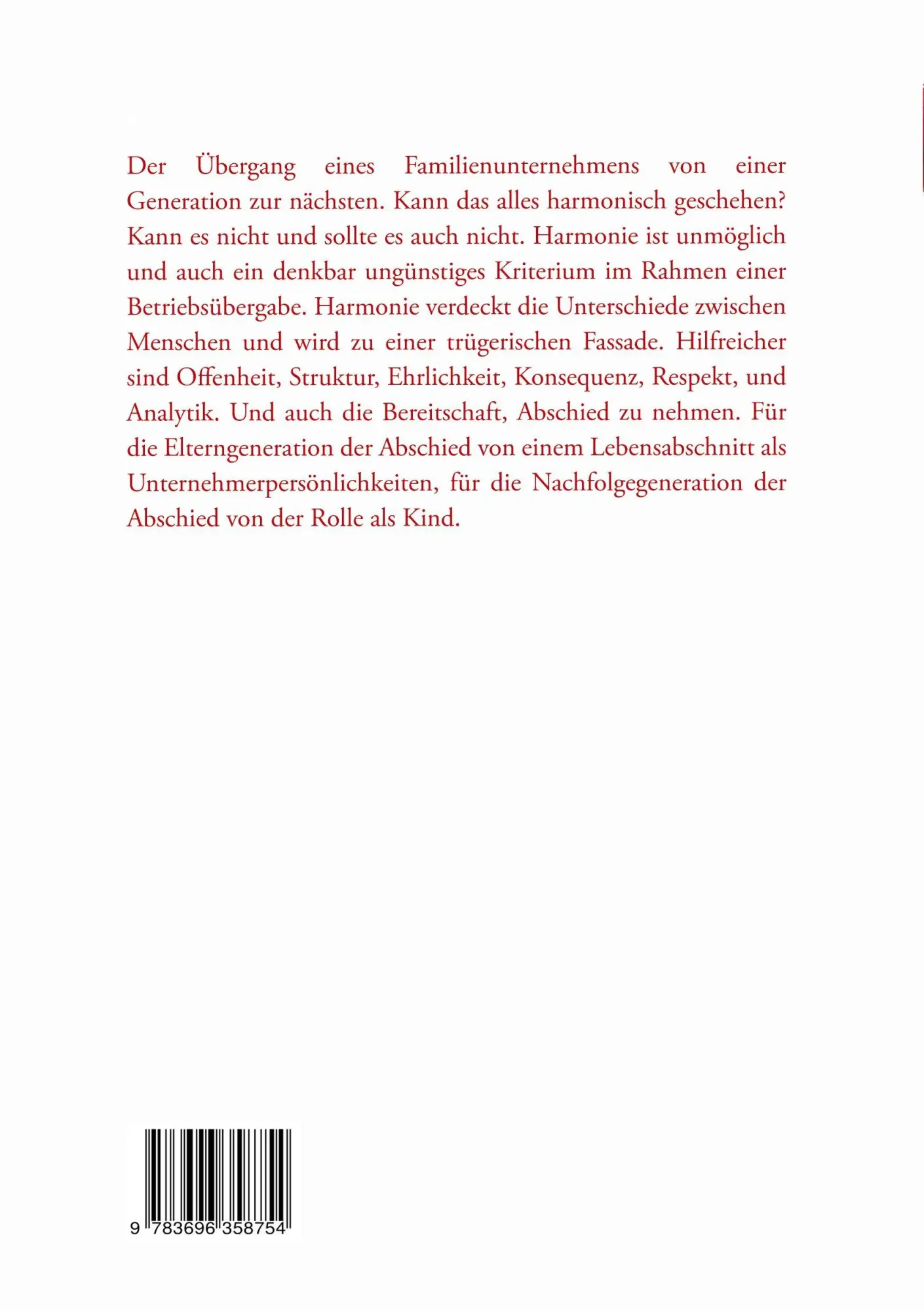 Rückseite: 9783696358754 | GENERATIONENWECHSEL IM FAMILIENUNTERNEHMEN | Robert Göbel | Buch