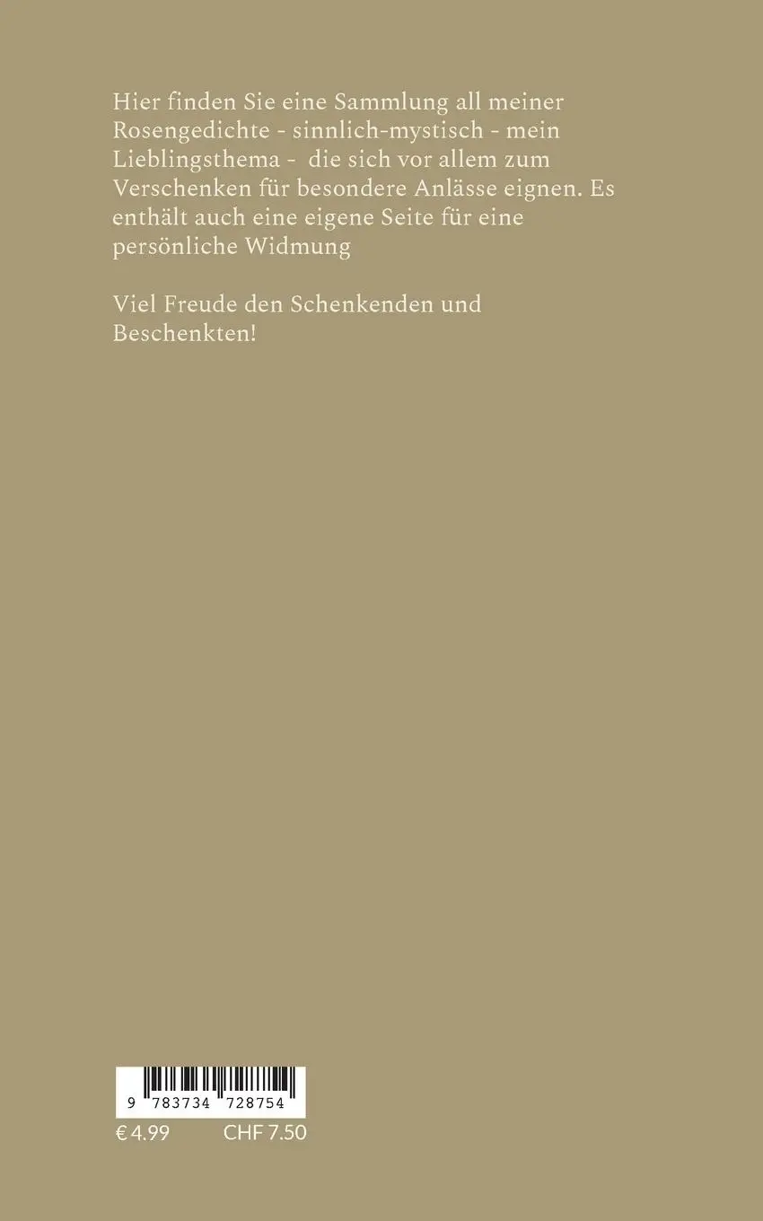 Rückseite: 9783734728754 | Rosen - Mystik | Gedichte | Barbara Schmitt | Taschenbuch | 24 S.