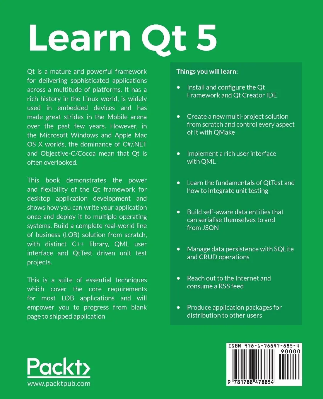 Rückseite: 9781788478854 | Learn QT 5 | Nicholas Sherriff | Taschenbuch | Englisch | 2018