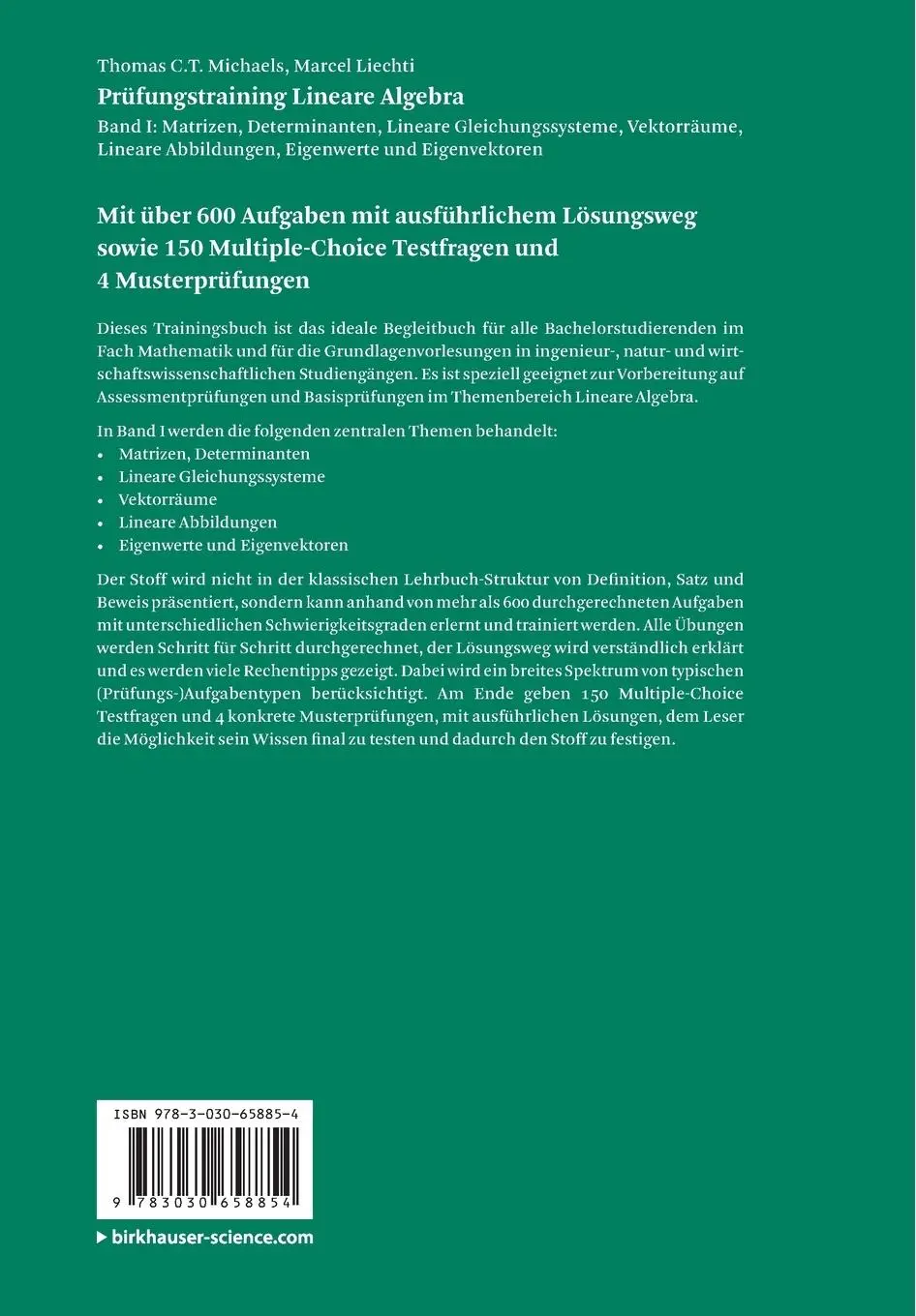 Rückseite: 9783030658854 | Prüfungstraining Lineare Algebra | Thomas C. T. Michaels (u. a.) | XI