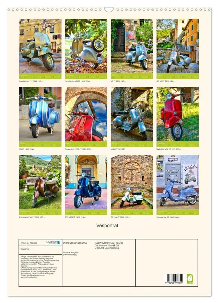 Bild: 9783435978854 | Vesporträt (Wandkalender 2025 DIN A2 hoch), CALVENDO Monatskalender