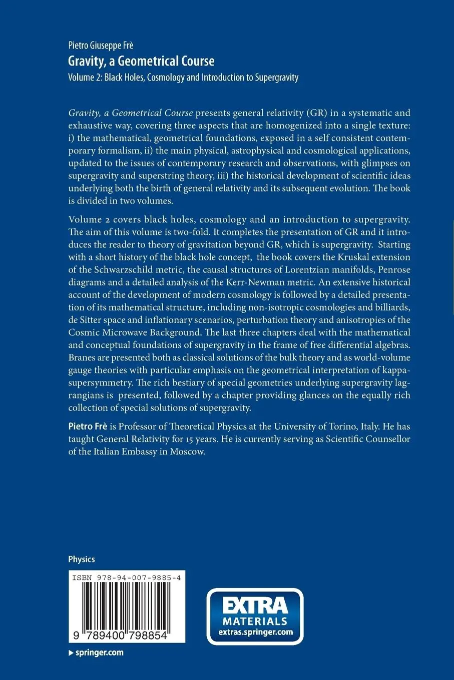 Rückseite: 9789400798854 | Gravity, a Geometrical Course | Pietro Giuseppe Frè | Taschenbuch | xx