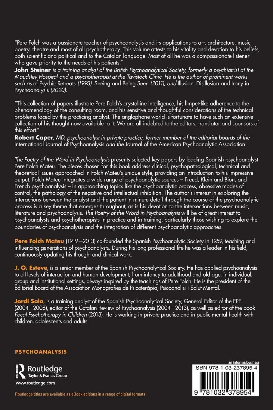 Rückseite: 9781032378954 | The Poetry of the Word in Psychoanalysis | Pere Folch Mateu | Buch