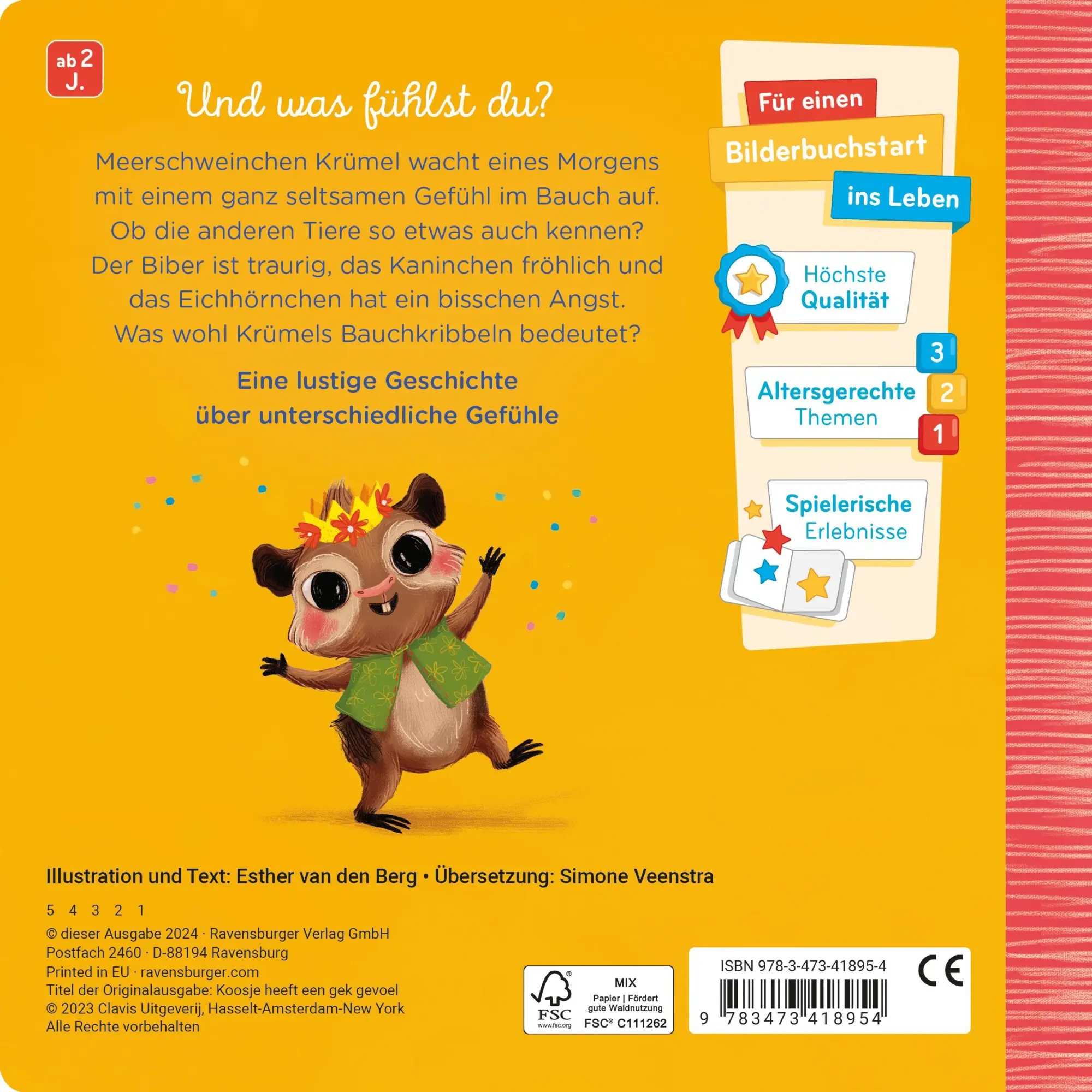 Rückseite: 9783473418954 | Krümel und die Gefühle | Esther Van Den Berg | Buch | 24 S. | Deutsch