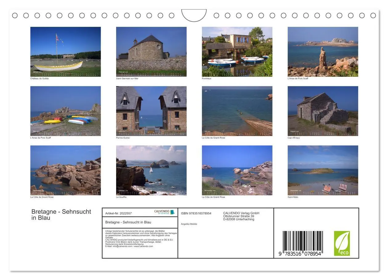 Bild: 9783516078954 | Bretagne - Sehnsucht in Blau (Wandkalender 2026 DIN A4 quer),...