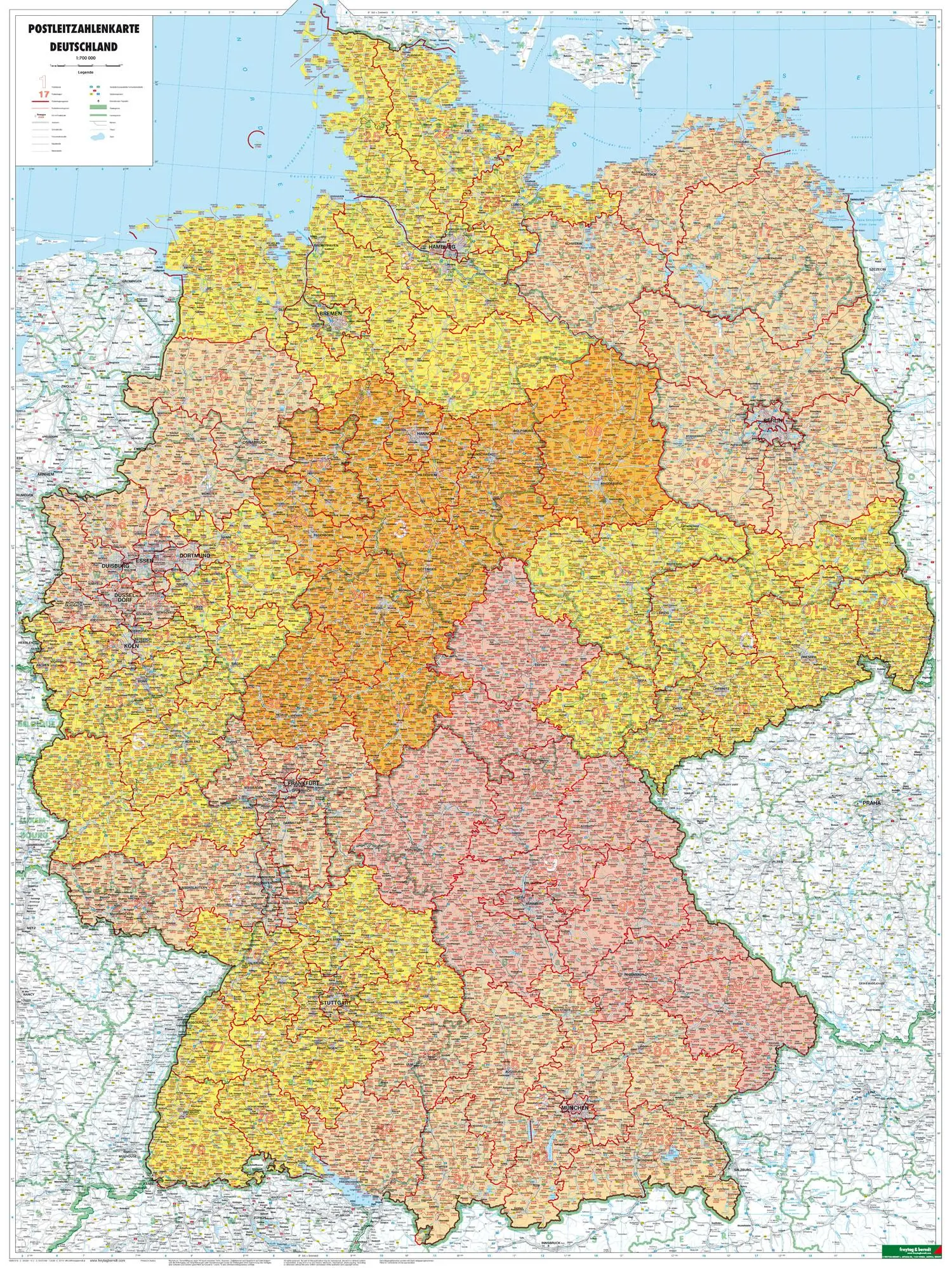 Bild: 9783707908954 | freytag &amp; berndt Deutschland Postleitzahlen 1:700.000 | (Land-)Karte